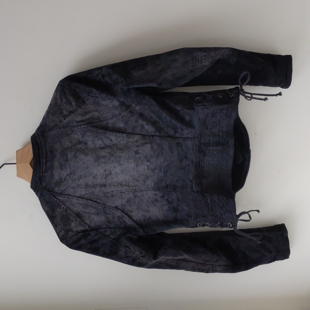 Free People Moto Jacket Black Velvet Women's XS - Picture 3 of 6